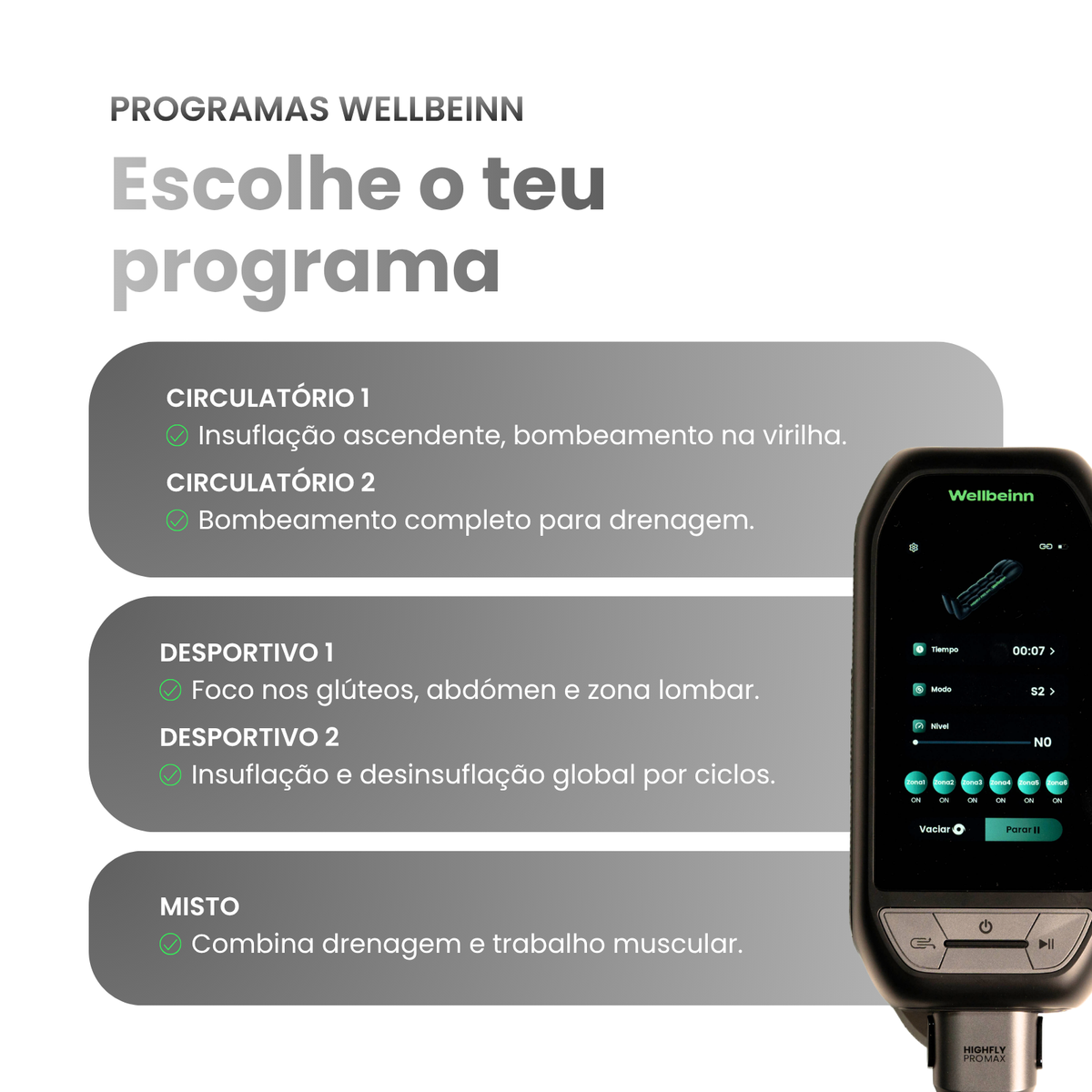 Programas de pressoterapia