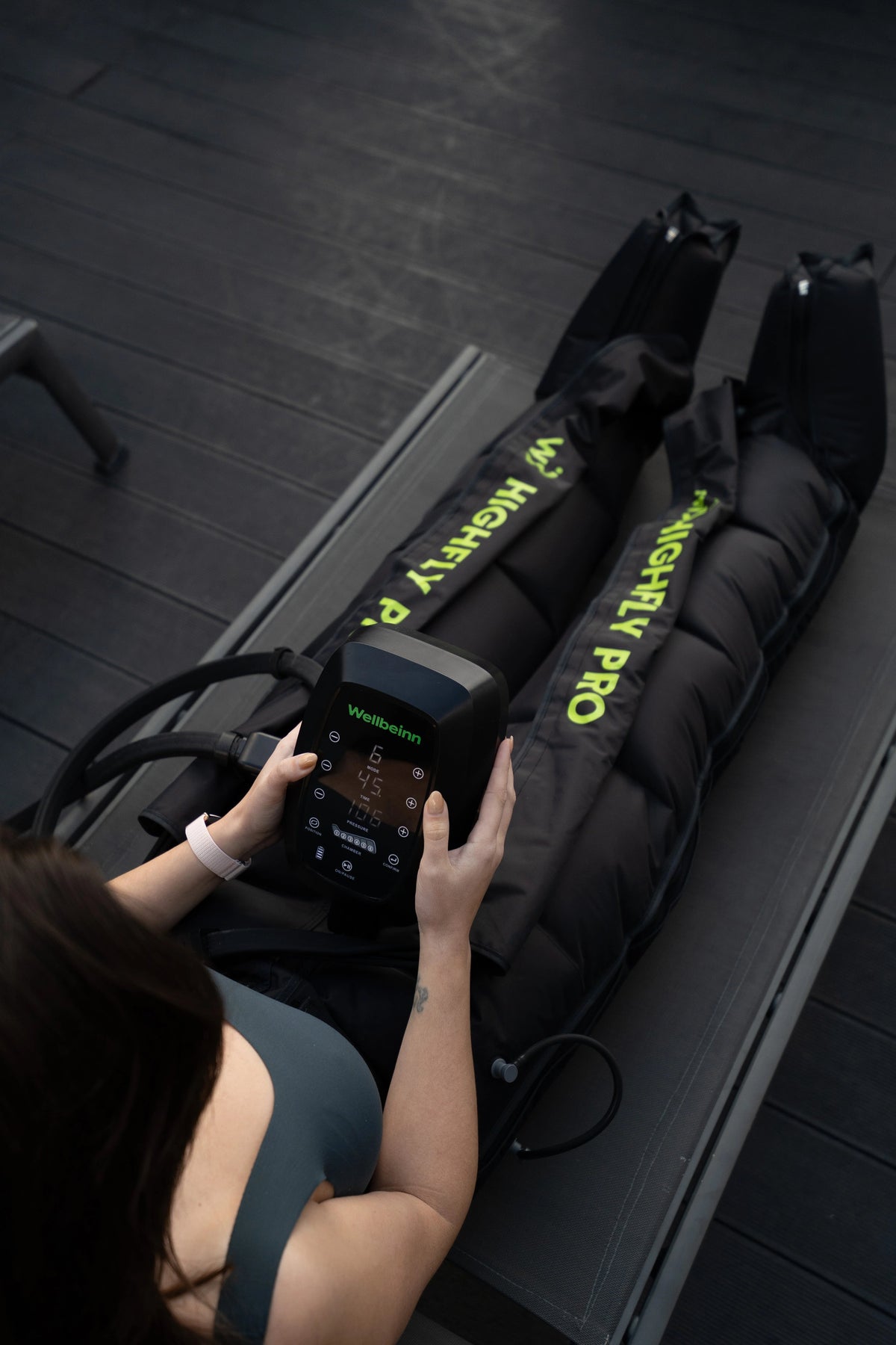 Botas de pressoterapia Highfly Pro — máquina de pressoterapia profissional para pernas cansadas e recuperação no Porto
