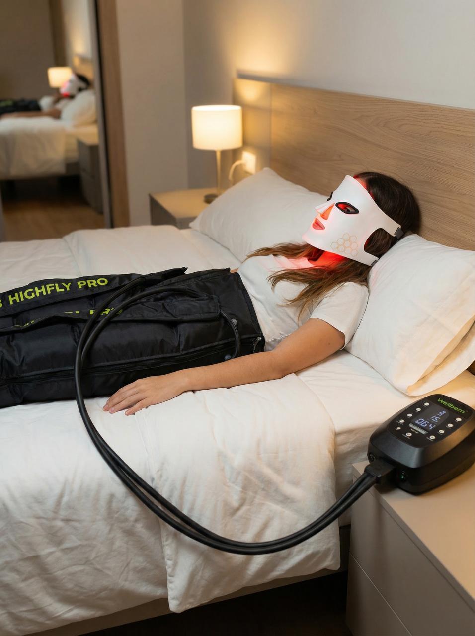 Presoterapia Highfly Pro + Máscara Luz Roja | The Regeneration Kit