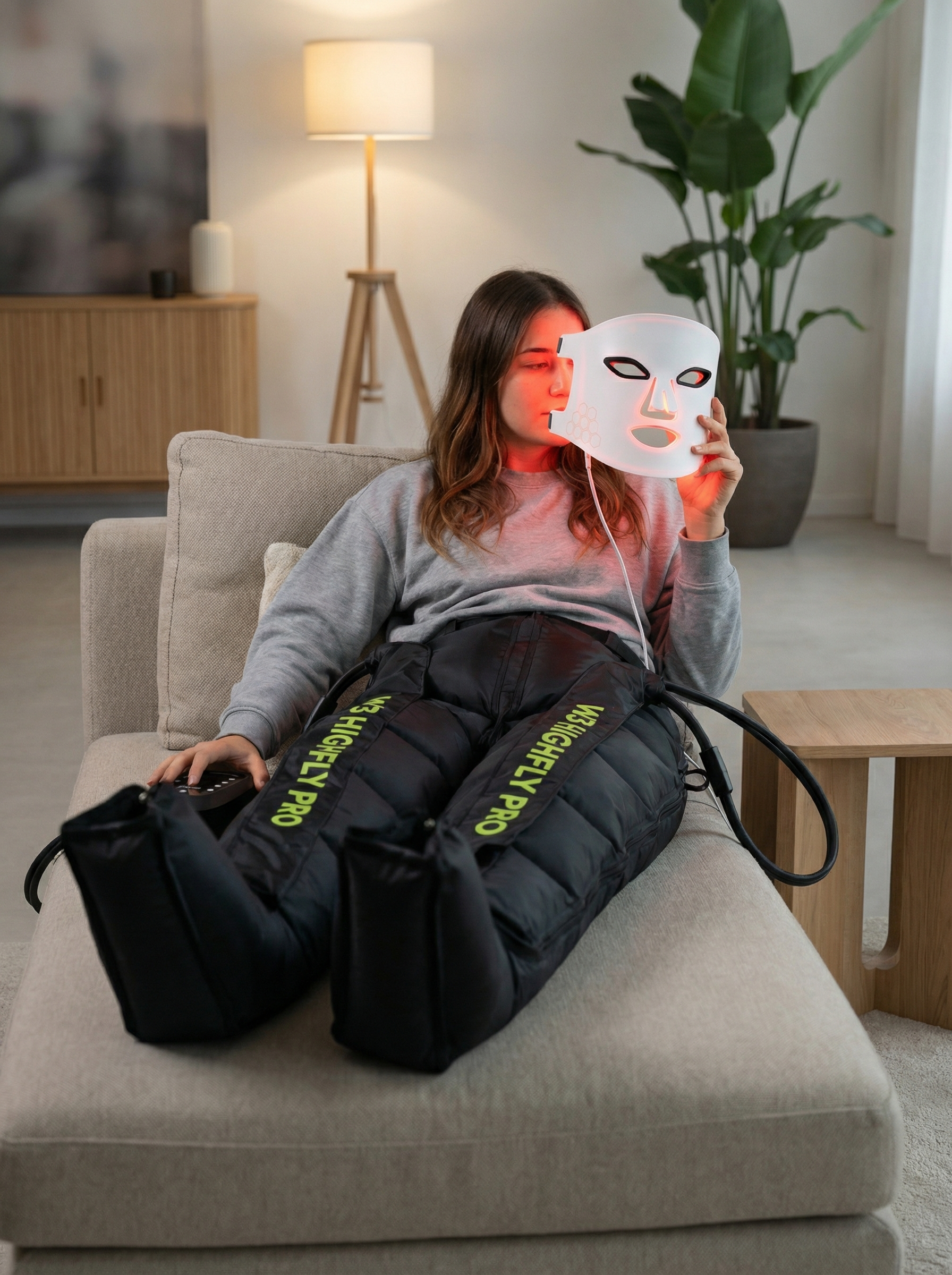 Presoterapia Highfly Pro + Máscara Luz Roja | The Regeneration Kit