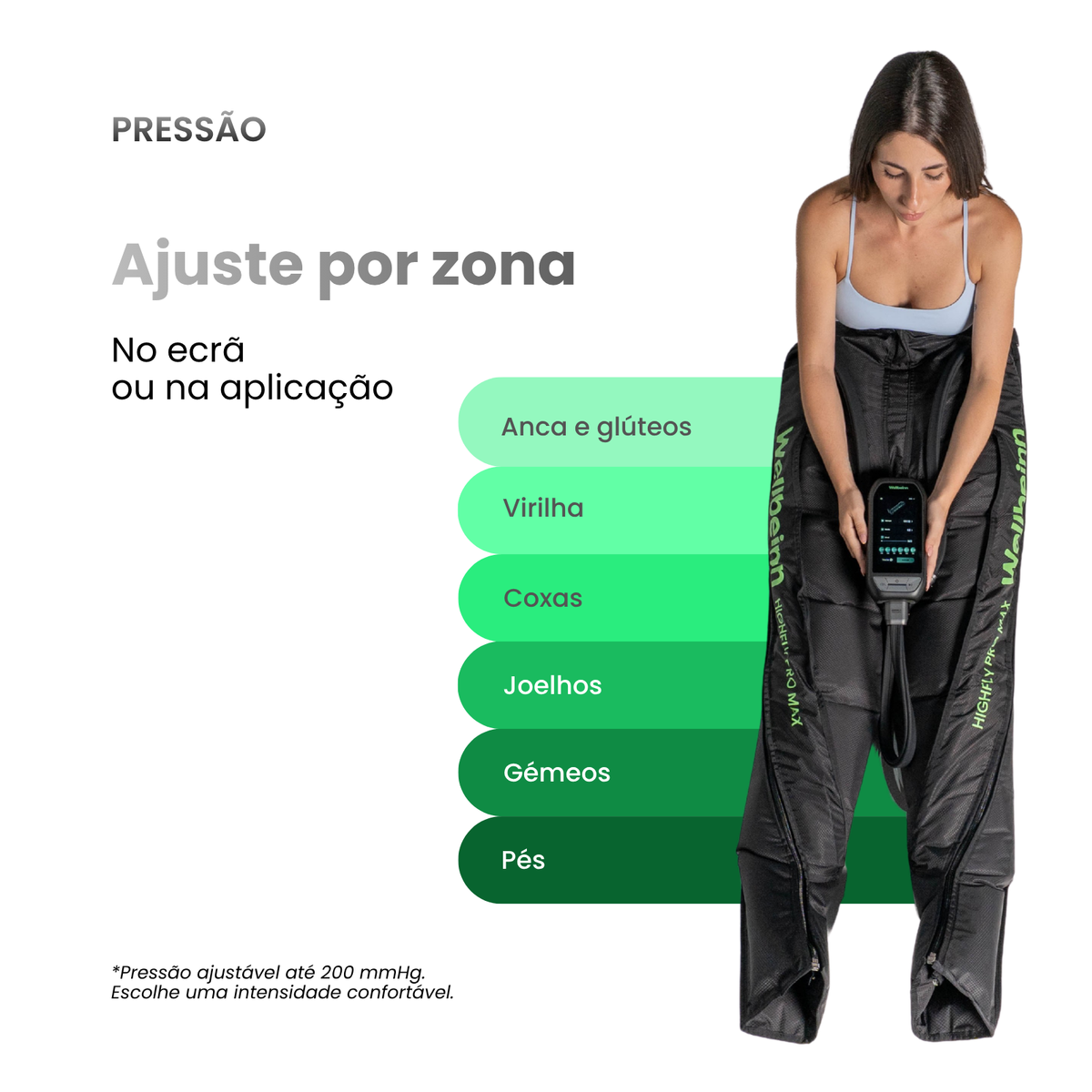 Pressão ajustável por zona