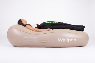 Vista lateral de Wellbeinn Rest con presoterapia; equipo no incluido