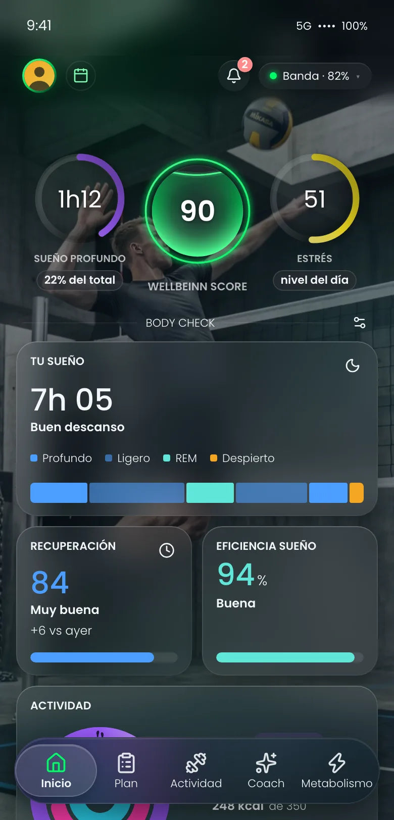 Wellbeinn Score en la app